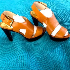 Women’s Michael Kors open toe buckle heels